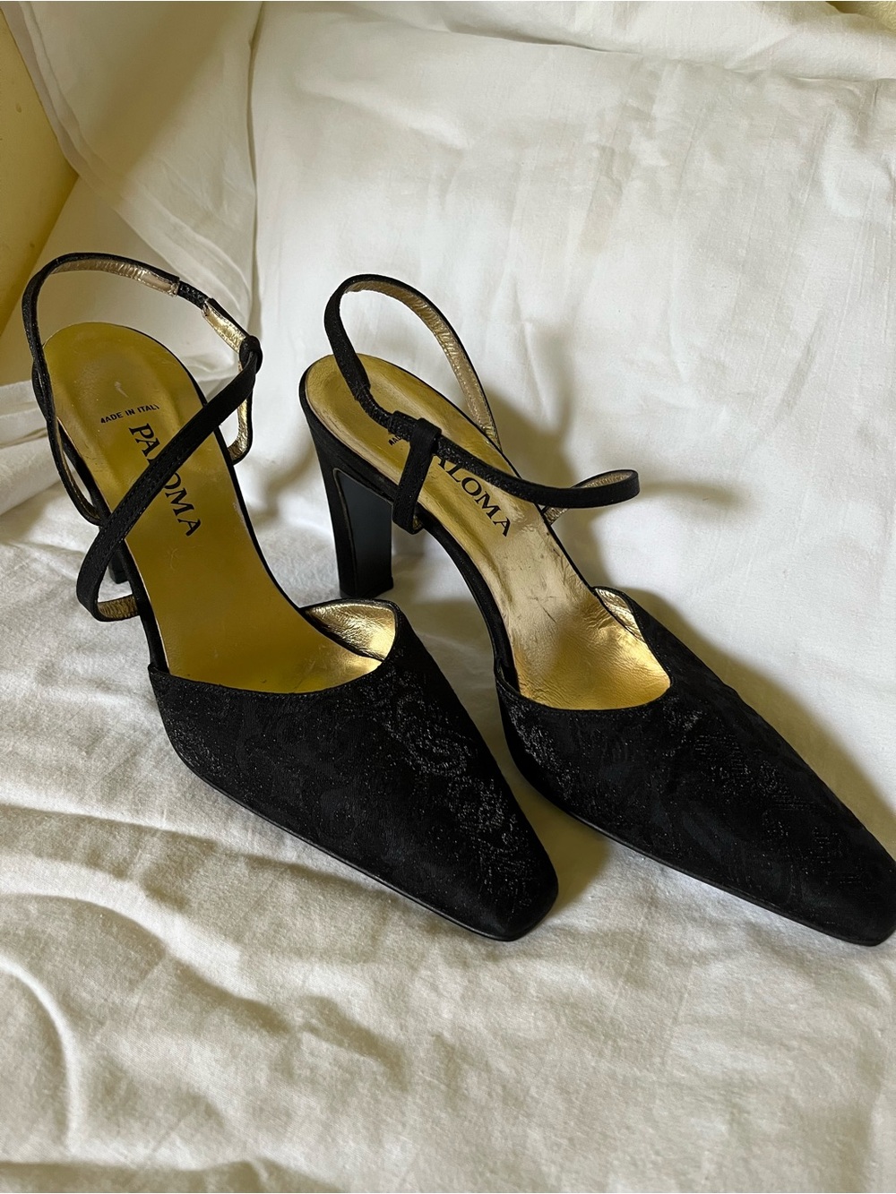 Paloma Black Suede Slingback Heels